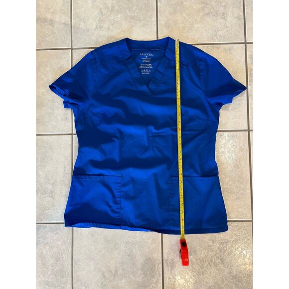 Jaanuu Woman’s Top V-neck Blue Scrub Top Only 2 Pockets Size Medium - Picture 7 of 8